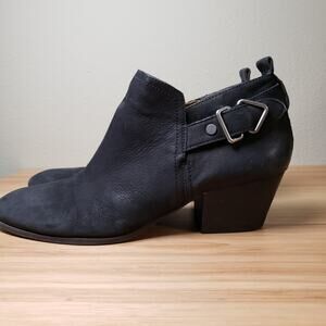 Franco Sarto Women's 10 Garfield Black Suede Western Booties Buckle Ankle Witchy